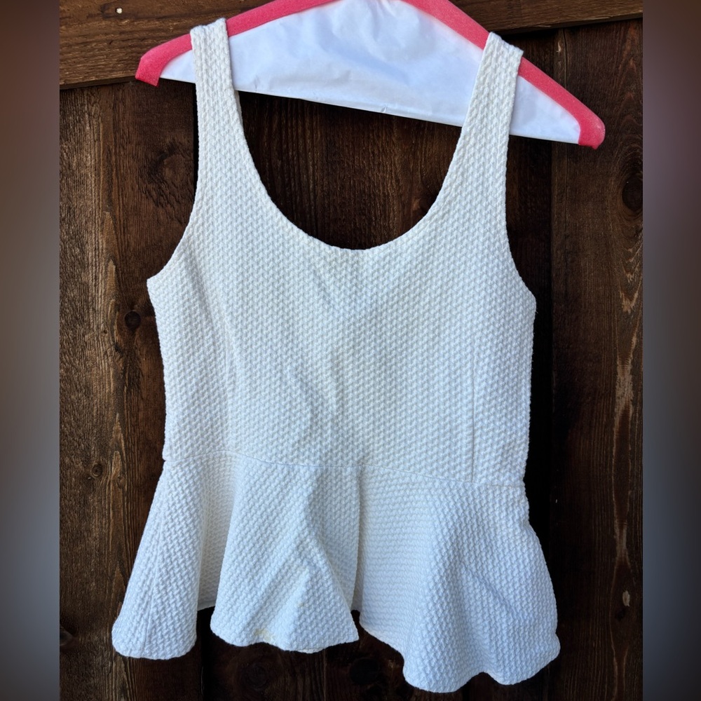 Ganni White Textured Tank Top